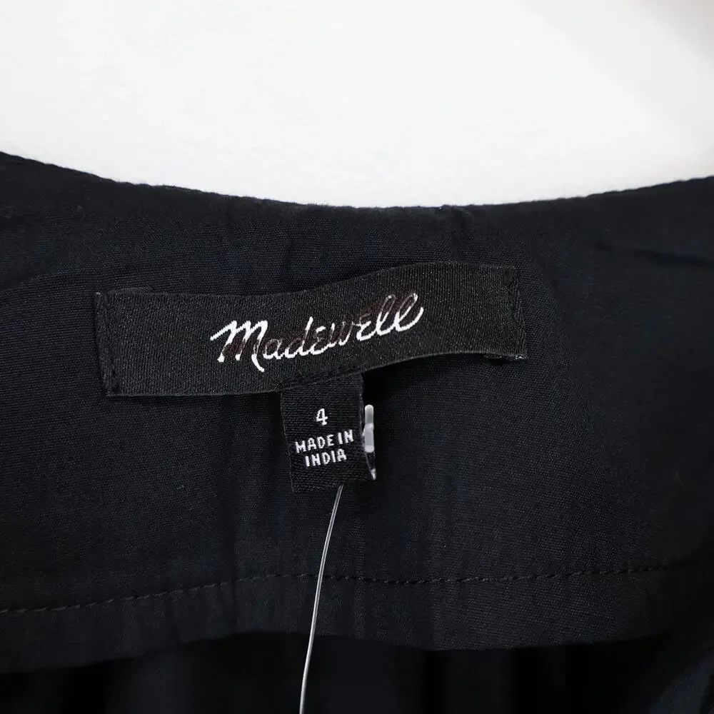 NWT Madewell Bubble-Sleeve Top In 100% Cotton Poplin True Black Size 4